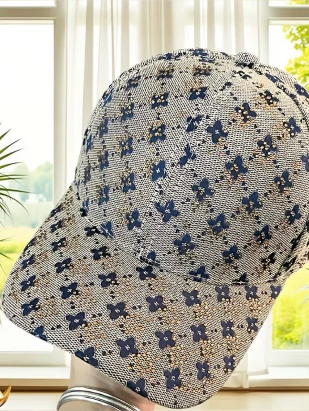 Gender Neutral Navy Floral Pattern baseball Cap